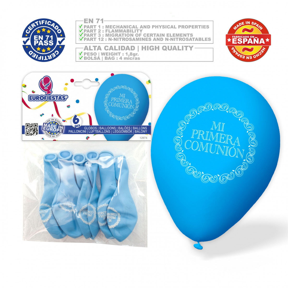 Globos 1ª comunion classic azul