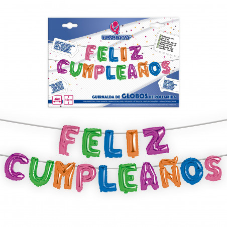 Set globos foil feliz cumpleaños colores