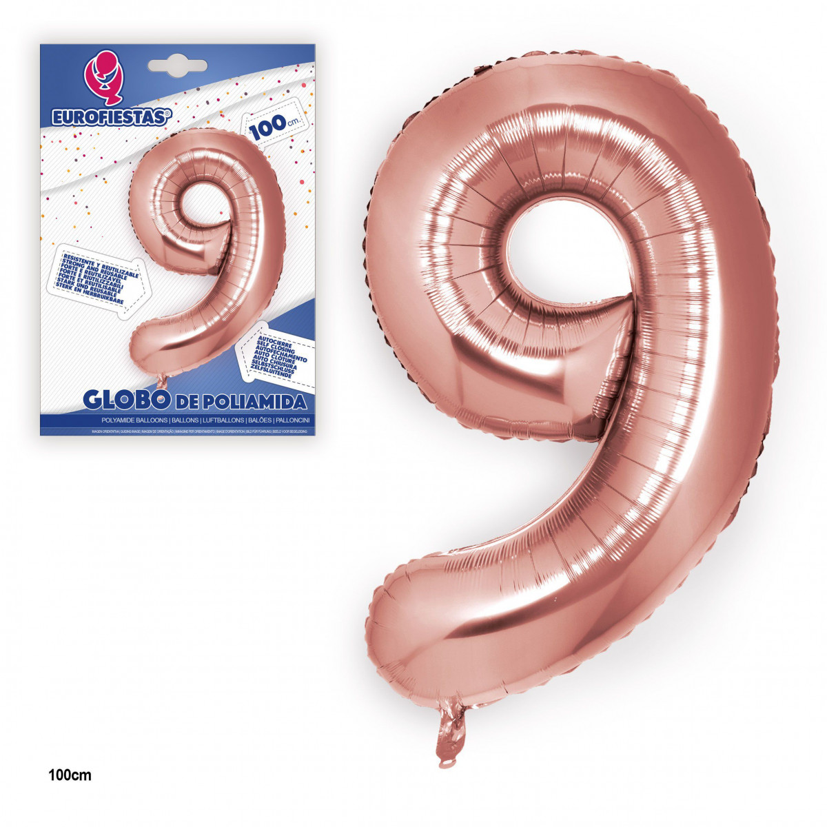Globo foil oro rosa 1m nº 9