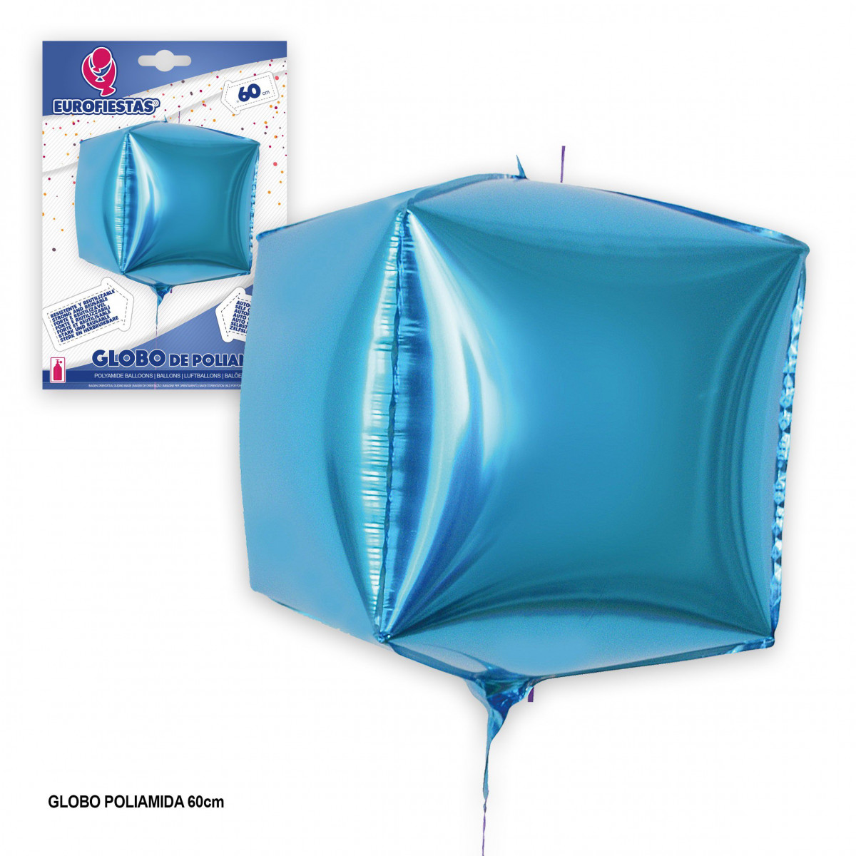 Globo 4d cuadrado celeste