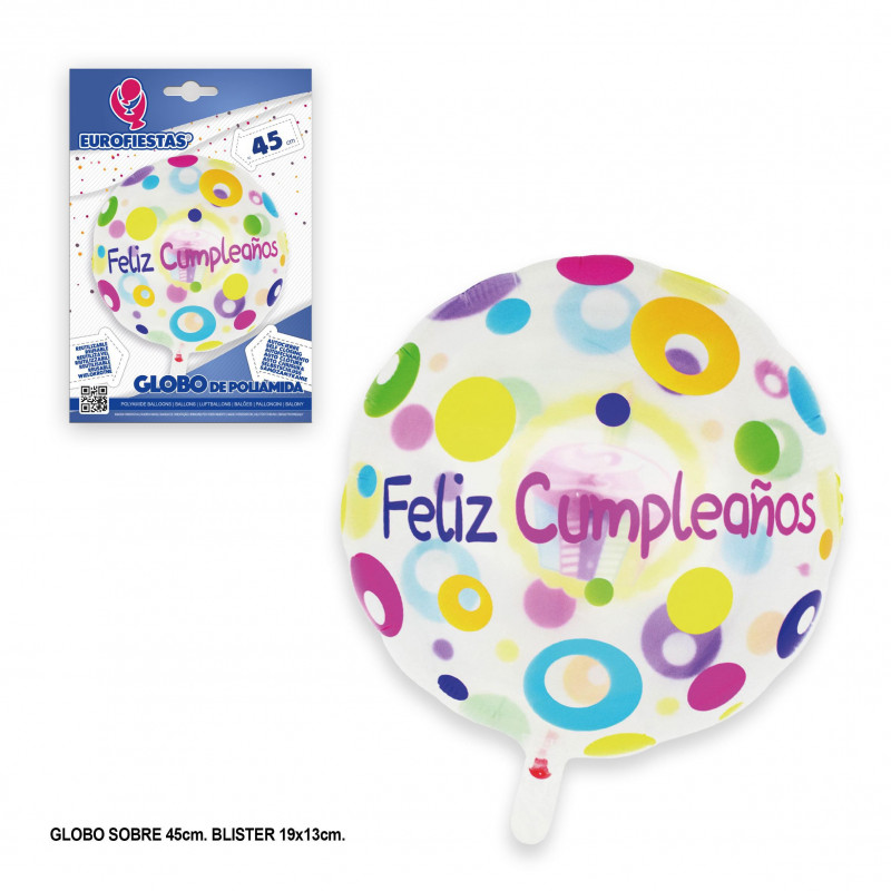 Globo foil feliz cumple cupcake 45cm