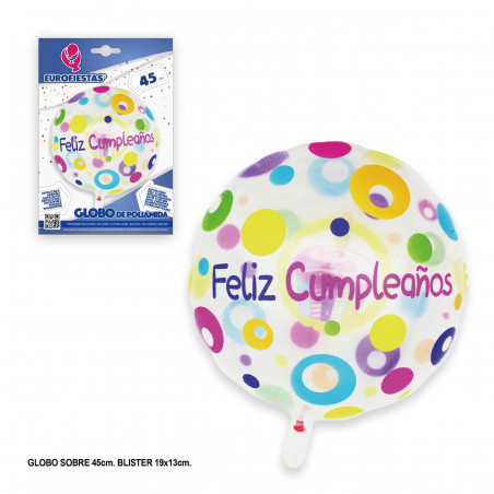 Globo foil feliz cumple cupcake 45cm