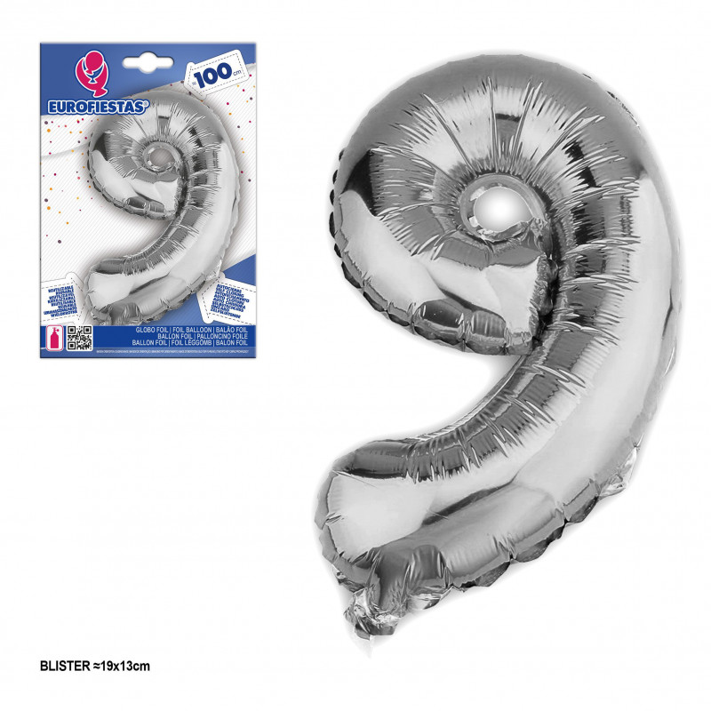 Globos foil 1m 9 plata