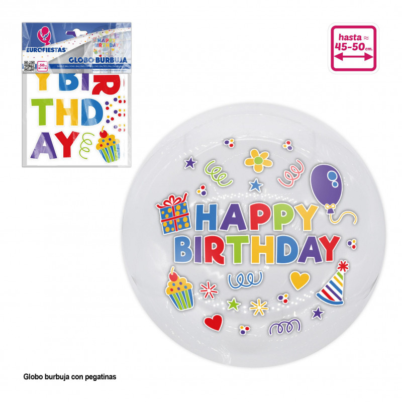 Globo burbuja pegatinas happy birthday letras colores