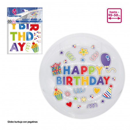 Globo burbuja pegatinas happy birthday letras colores