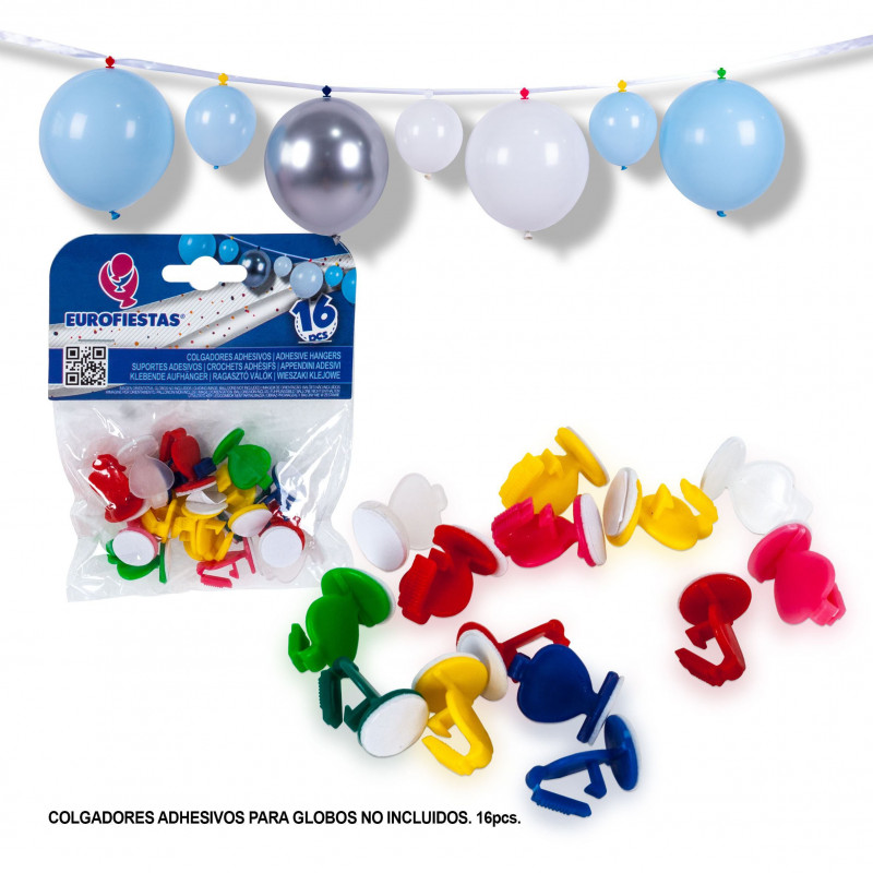 16 colgadores adhesivos para globos