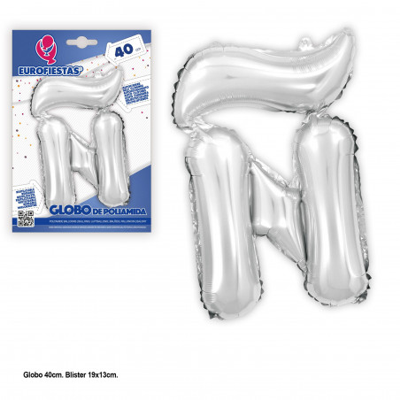 Globo foil 40cm.plata brillo ñ