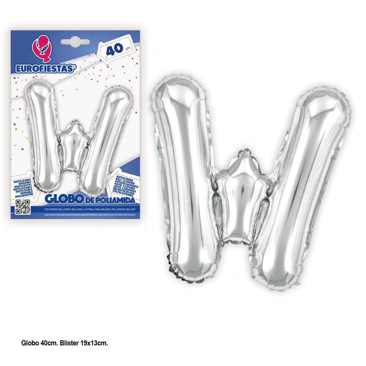 Globo foil 40cm.plata brillo w