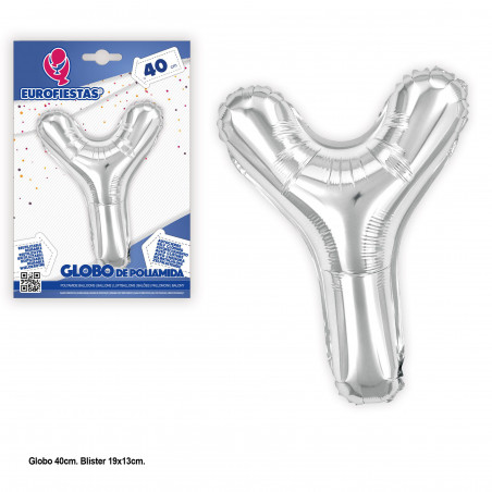 Globo foil 40cm.plata brillo y