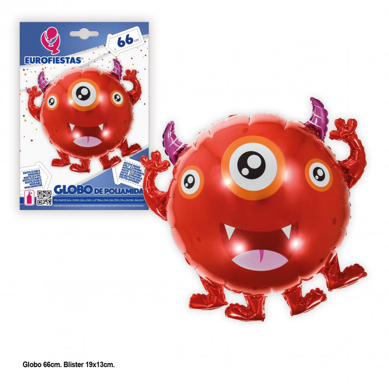 Globo foil monstruo rojo 4 patas 58cm