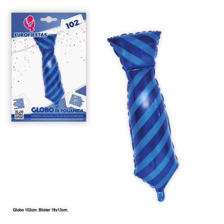 Globo foil corbata azul franjas 102cm