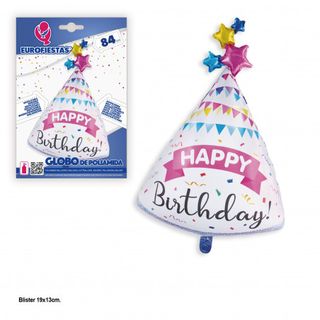 Globo foil cono happy birthday 84x52cm