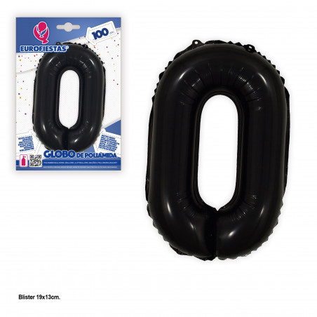 Globo foil 1m negro nº 0