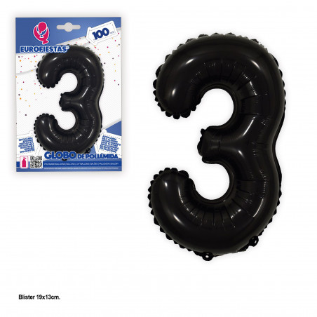 Globo foil 1m negro nº 3