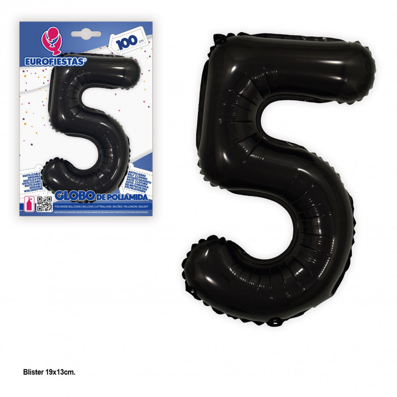 Globo foil 1m negro nº 5
