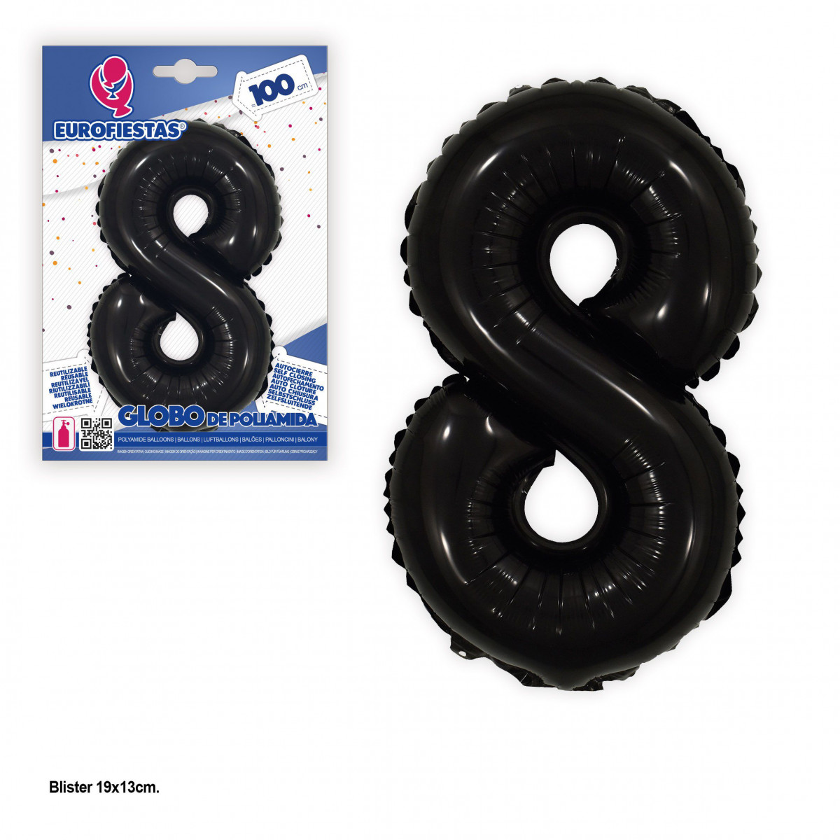 Globo foil 1m negro nº 8