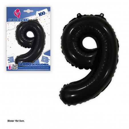 Globo foil 1m negro nº 9