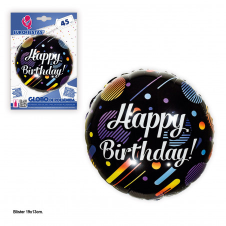 Globo foil 45cm redondo happy birthday planetas
