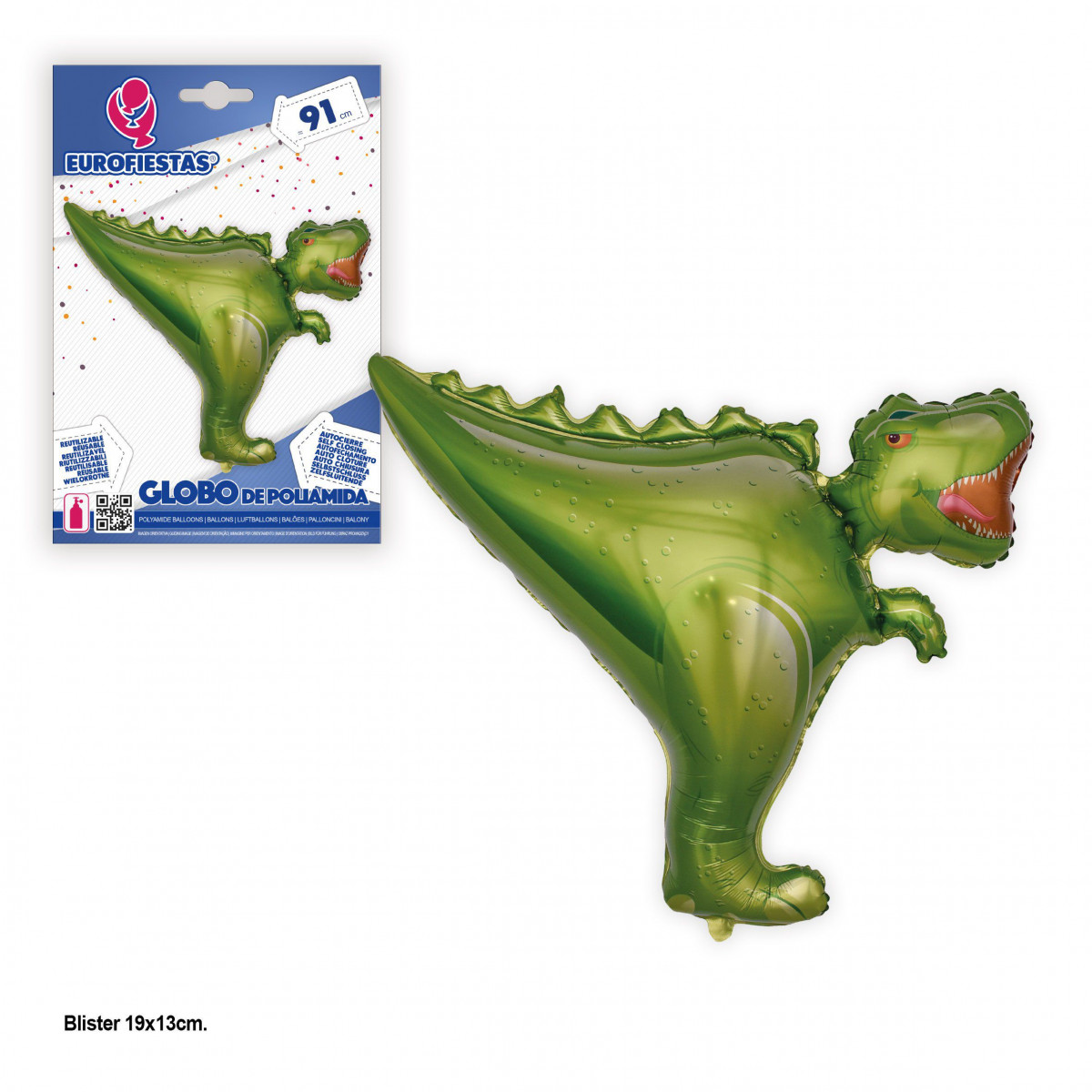 Globo foil 91x76cm t rex verde
