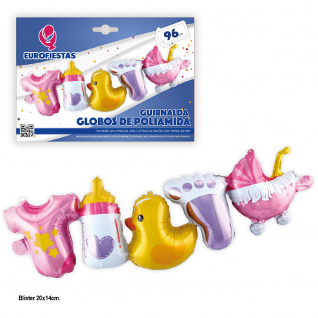 Globo foil guirnalda biberon y pato rosa