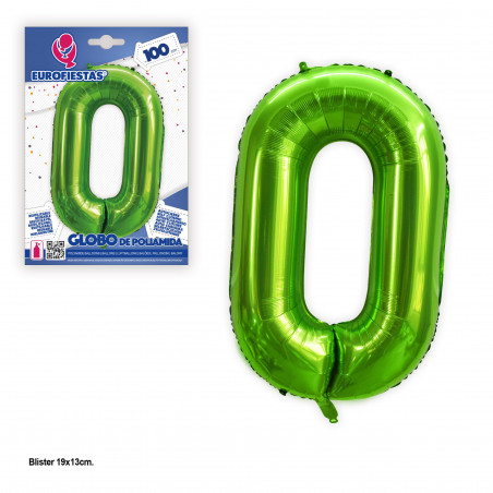 Globo foil 1m verde nº 0