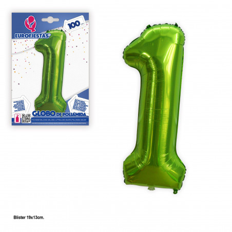 Globo foil 1m verde nº 1