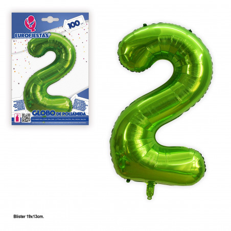 Globo foil 1m verde nº 2
