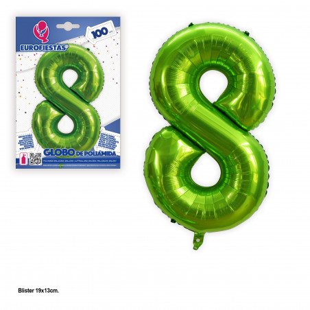 Globo foil 1m verde nº 8