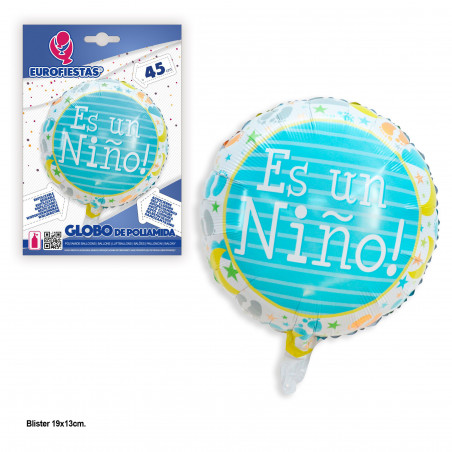 Globo foil redondo azul es un niño