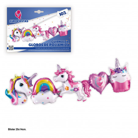 Globos foil guirnalda unicornios