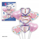 Set globos foil corazones i love you