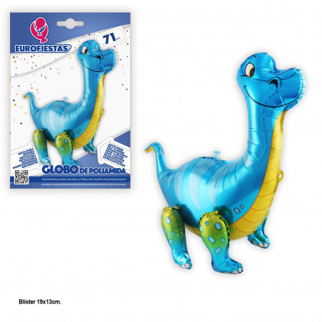 Globo foil de pie brontosaurio azul 71cm