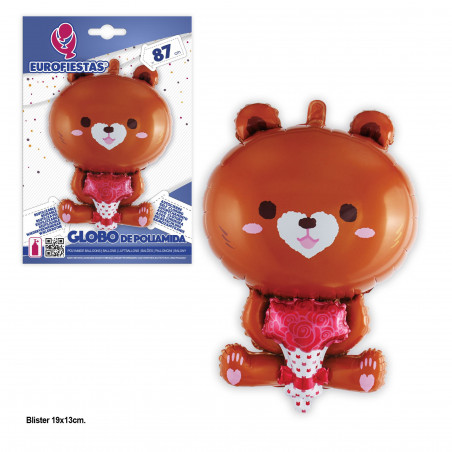 Globo foil de pie osito marron 87cm