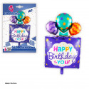 Globo foil happy birthday con globos azul 107cm