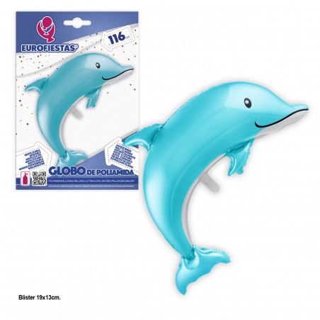 Globo foil delfin celeste 116cm