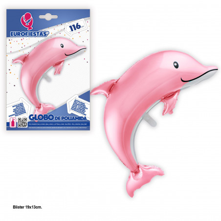 Globo foil delfin rosa 116cm