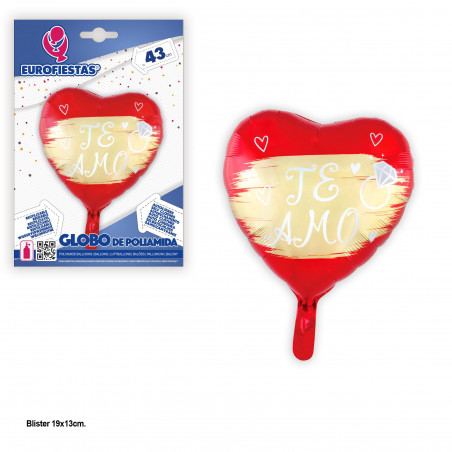 Globo foil corazon con anillo rojo 43cm