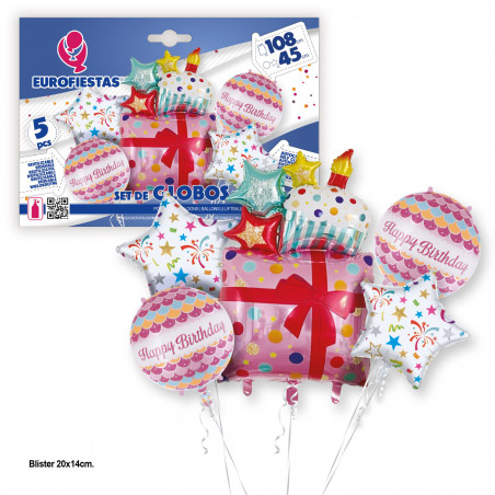 Set globos foil rosa