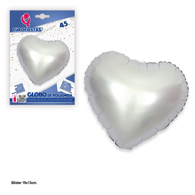 Globo foil corazon 45cm plata mate
