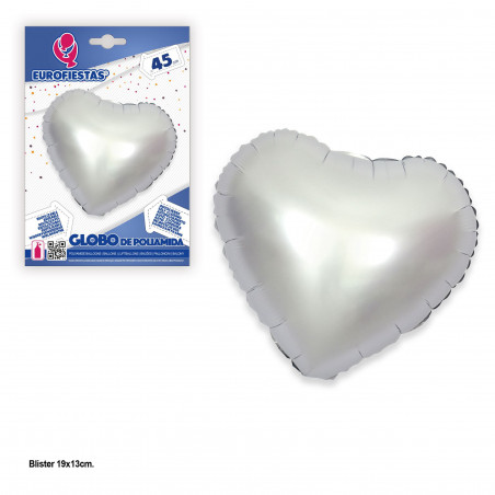 Globo foil corazon 45cm plata mate