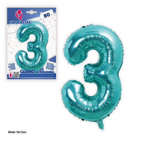 Globo foil 80cm turquesa 3