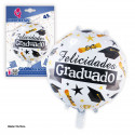 Globo foil 45cm redondo felicidades graduado blanco
