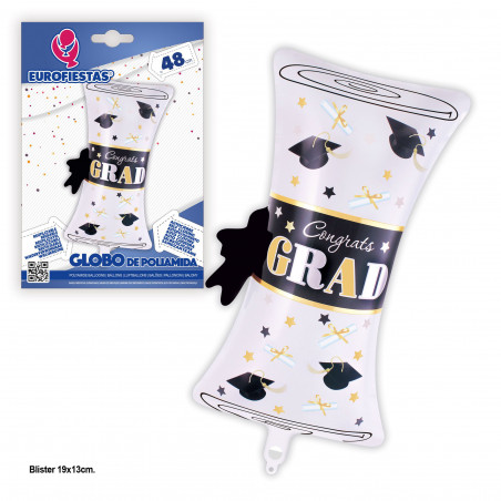 Globo foil 48cm diploma blanco