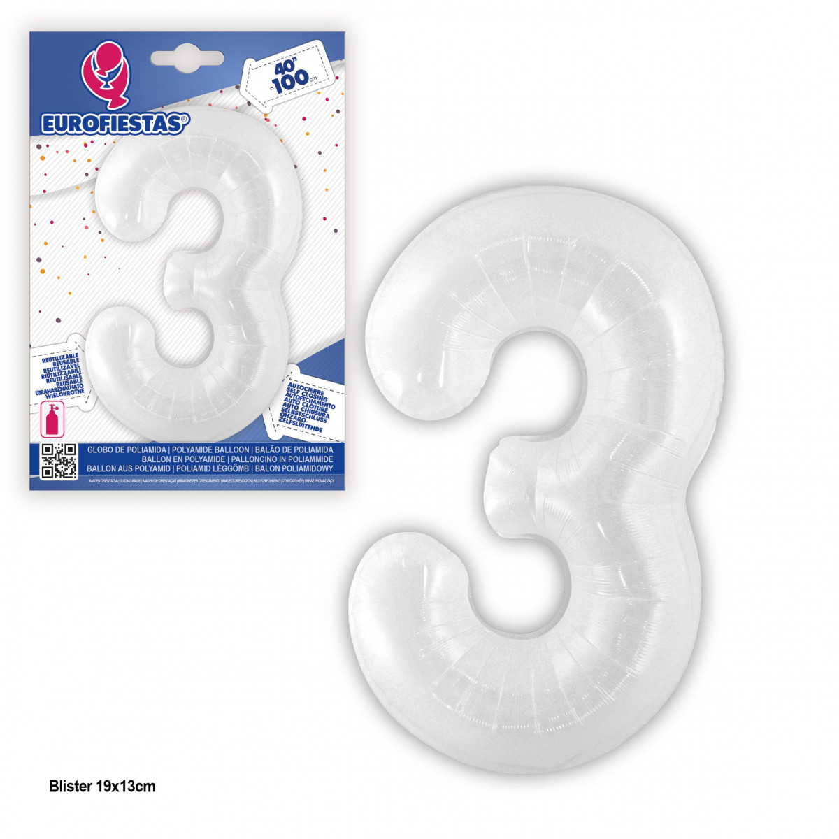 Globo foil 1m blanco 3