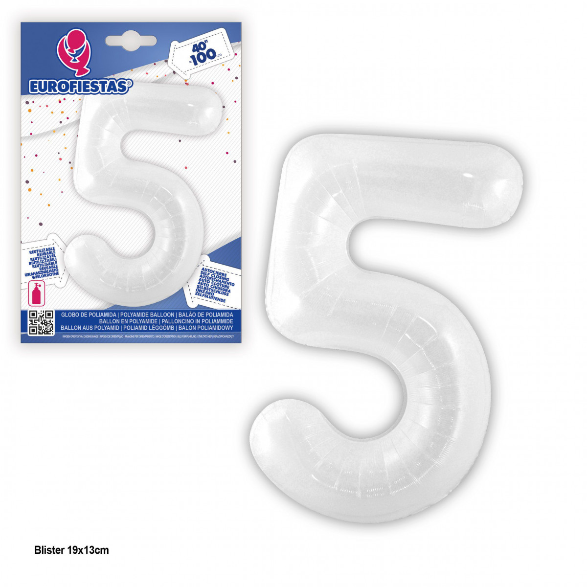 Globo foil 1m blanco 5