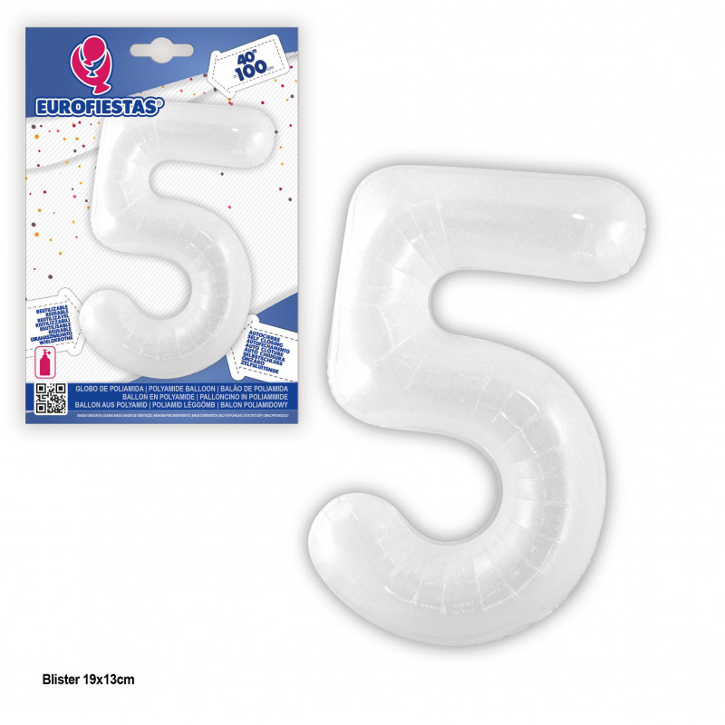 Globo foil 1m blanco 5