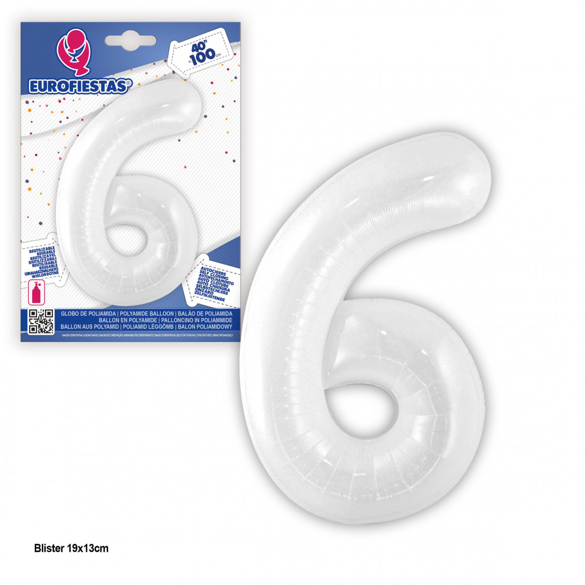 Globo foil 1m blanco 6