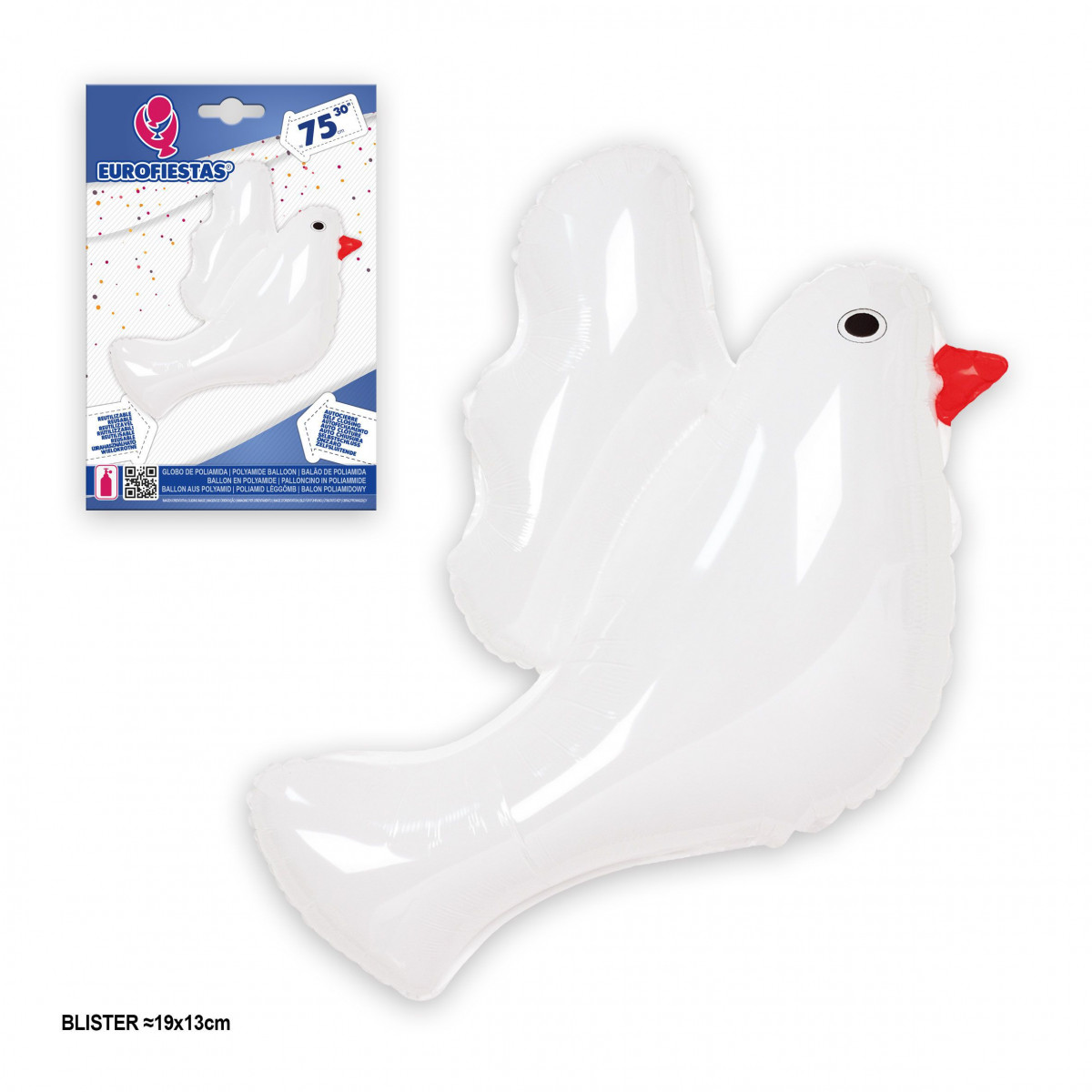 Globo foil paloma blanca 75cm