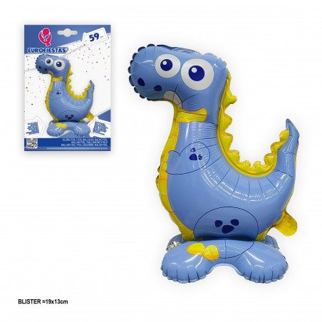 Globo foil con pie dinosaurio azul 59cm