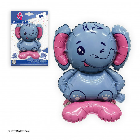 Globo foil con pie elefante azul 58cm